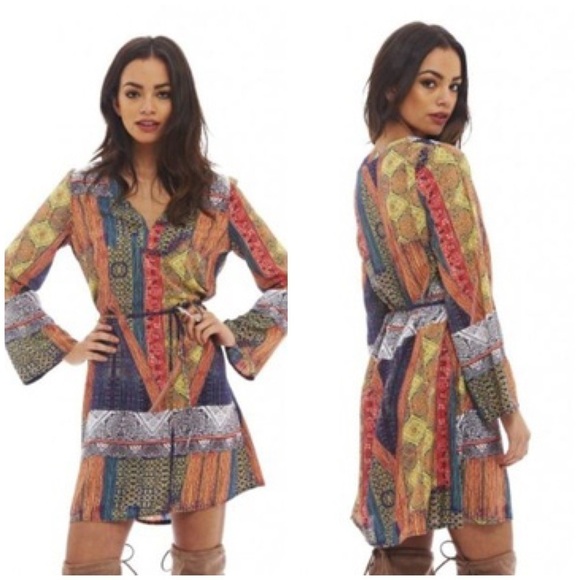 AX Paris Aztec Printed Swing Dress Multi Color Size 8 - Picture 7 of 11